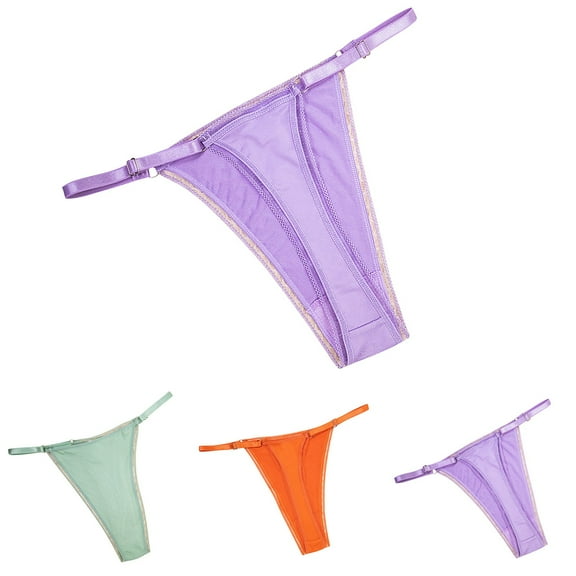 Elainilye Fashion Bikini Underwear for Women Thong Thin Strap One-piece Comfortable Breathable Low Waist No Show Panties,Orange