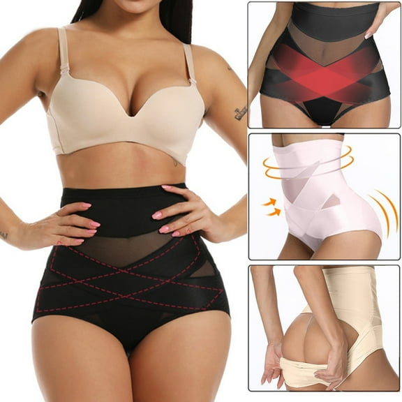 Elainilye Fashion Body Shaper Bodysuit Ladies Butt Lifting Panties High Waist Stretch Slimming Body Corset Underpants Briefs,Black