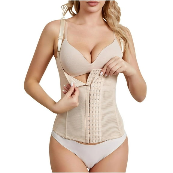 Elainilye Fashion Body Shaper for Women Postpartum Tummy Control Shapewear Adjustable Shoulder Straps Bodysuits,Beige