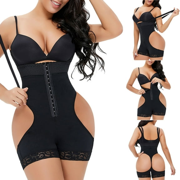 Elainilye Fashion Bodysuits for Women Tummy Control Shapewear Firm Control Shapewear Butt Lifting Panties Corset Shapewear,Black