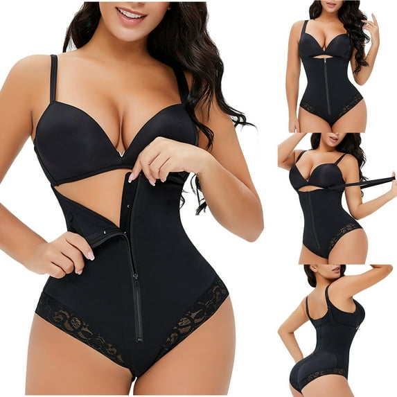 Elainilye Fashion Bodysuits for Women Tummy Control Shapewear Firm Control Shapewear Butt Lifting Panties Corset Shapewear,Black