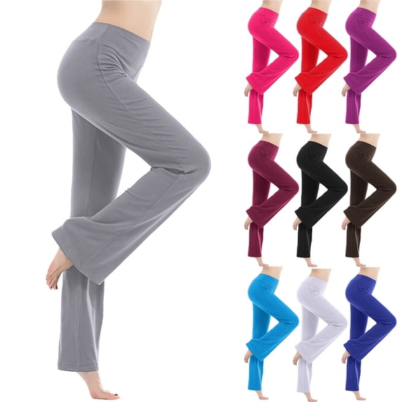 Elainilye Fashion Bootcut Yoga Pants for Women High Waist Tummy Control Workout Yoga Pants Modal Elastic Yoga Dance Pants,Pink