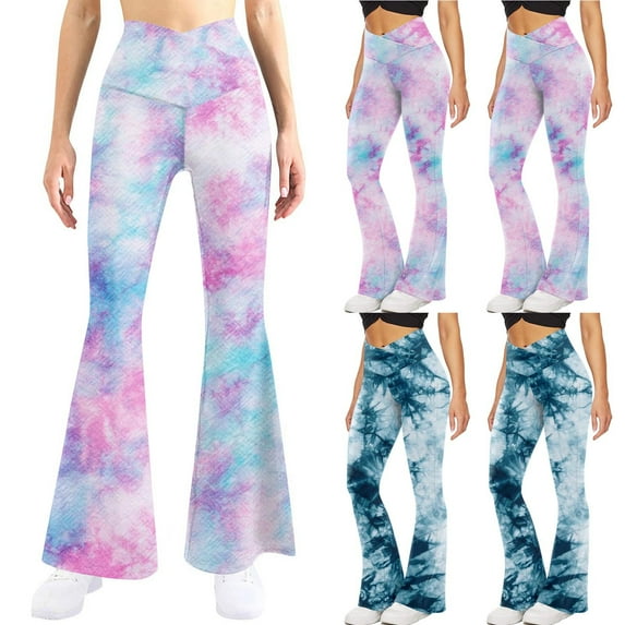 Elainilye Fashion Bootcut Yoga Pants for Women Stretch Yoga Leggings Fitness Running Gym Sports Full Length Athletic Pants,Blue