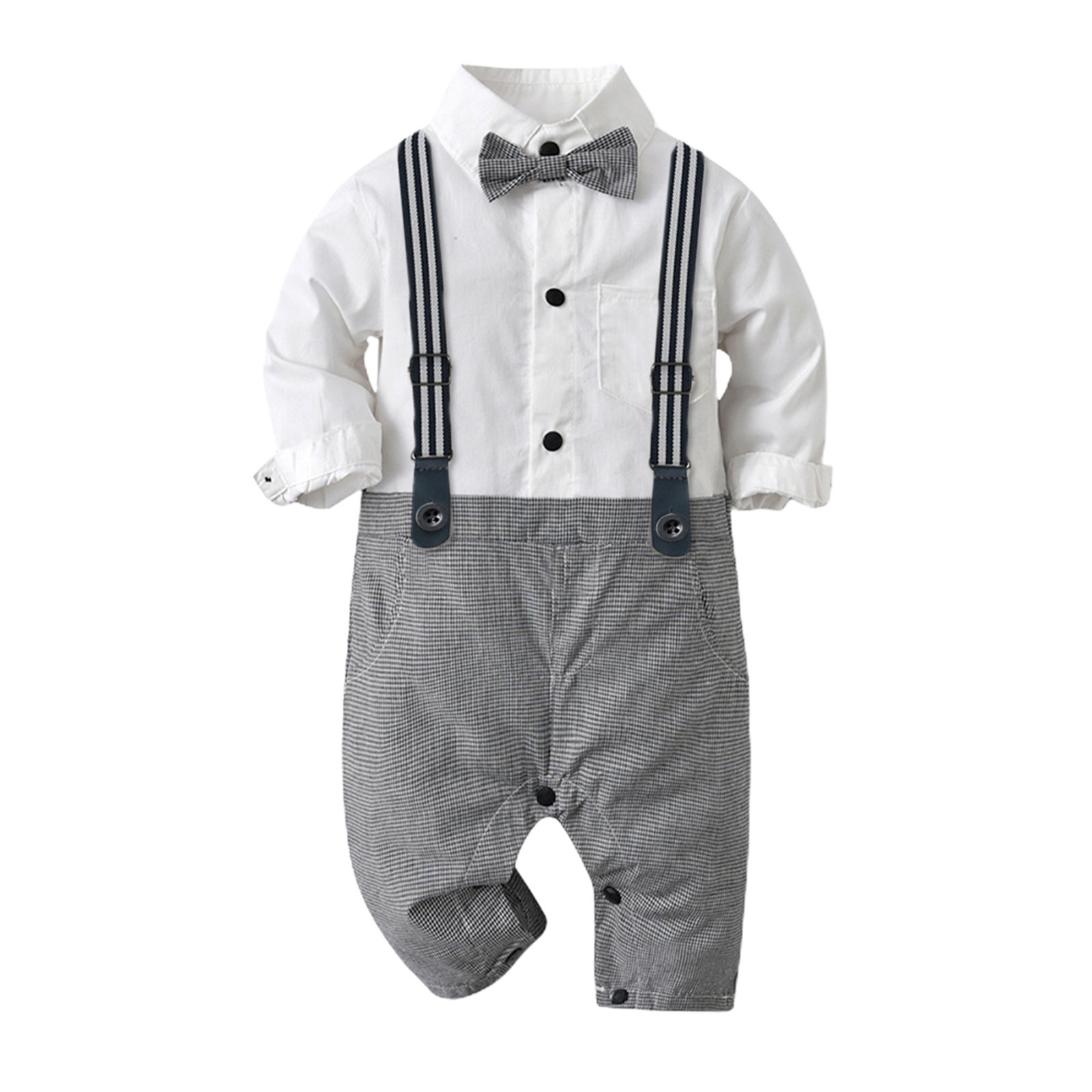 Elainilye Fashion Boy Baby Clothes Spring Long-Sleeved Jumpsuit Bow Tie ...