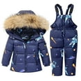 thumbnail image 1 of Elainilye Fashion Boys Girls Snowsuit Solid Color Down Jackets Keep Thickening Warm Outdoor Coat Jumpsuit Set Sizes 1-6Y,Blue, 1 of 9