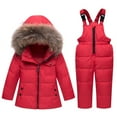 thumbnail image 1 of Elainilye Fashion Boys Girls Snowsuit Solid Color Down Jackets Keep Thickening Warm Outdoor Coat Jumpsuit Set Sizes 1-6Y,Red, 1 of 9