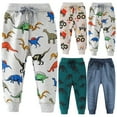 thumbnail image 1 of Elainilye Fashion Boys Sweatpants Baby Boys Joggers Dinosaur Car Print Drawstring Elastic Sweatpants, Sizes 18M-7Y,Beige, 1 of 4