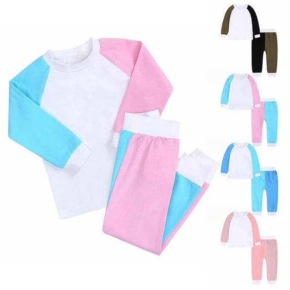 Elainilye Fashion Boys and Girls 2 Piece Set Round Neck Raglan Long Sleeve Top Long Pants Homewear Set Sizes 3M-13Y,Black