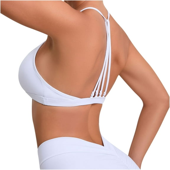 Elainilye Fashion Bras For Women Yoga Sports Bra Full Coverage Bra Solid Casual Minimizer Bras Strap Vest Intimates,White