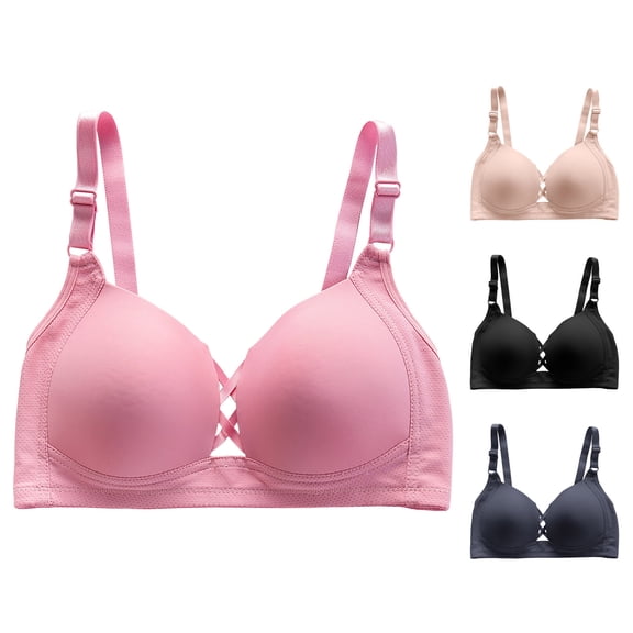 Elainilye Fashion Bras for Women No Underwire Seamless Plus Size Sports Bra Underwear Yoga Bra Gathering Support Bra,Black