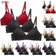 thumbnail image 1 of Elainilye Fashion Bras for Women Wireless 3pcs Bra Soild Wire Free Underwear Everyday Bras Small Cup Underwear,Purple, 1 of 6