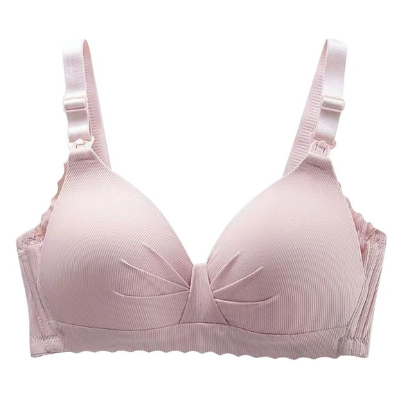 Elainilye Fashion Breast Feeding Bras for Women Gathering Bra Pregnant Underwear During Pregnancy Front Button Feeding Thin Style,Pink