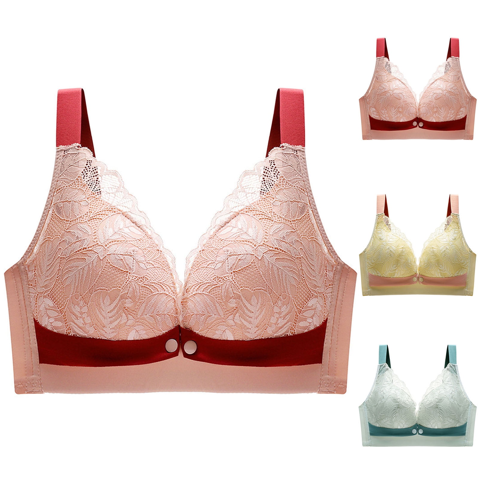 Elainilye Fashion Breast Feeding Bras for Women Wirefree Lace Front