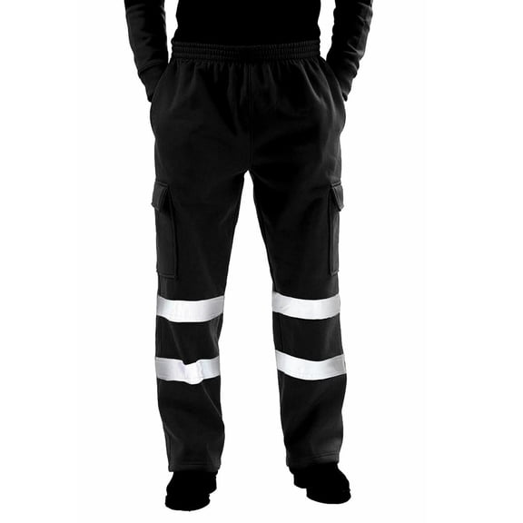 Elainilye Fashion Cargo Pants Mens Road Work High Visibility Rainpants Pocket Work Pants with Reflective Strip
