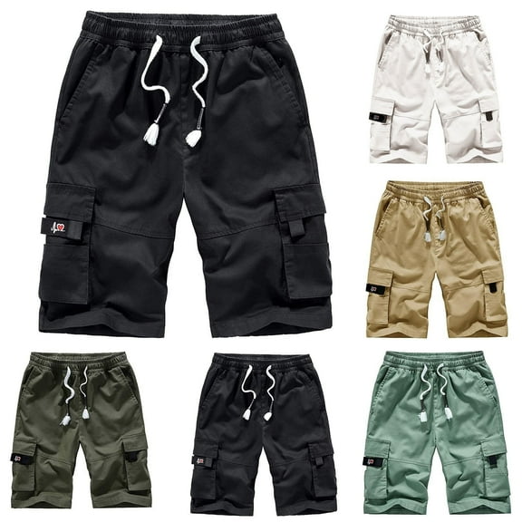 Elainilye Fashion Cargo Pants for Men Plus Size Cargo Shorts Multi-Pockets Baggy Summer Beach Shorts Pants,Green