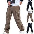 thumbnail image 1 of Elainilye Fashion Cargo Pants for Men Summer Outdoor Functional Charging Pocket Loose Work Pants Cargo Pants Trousers,Brown, 1 of 7