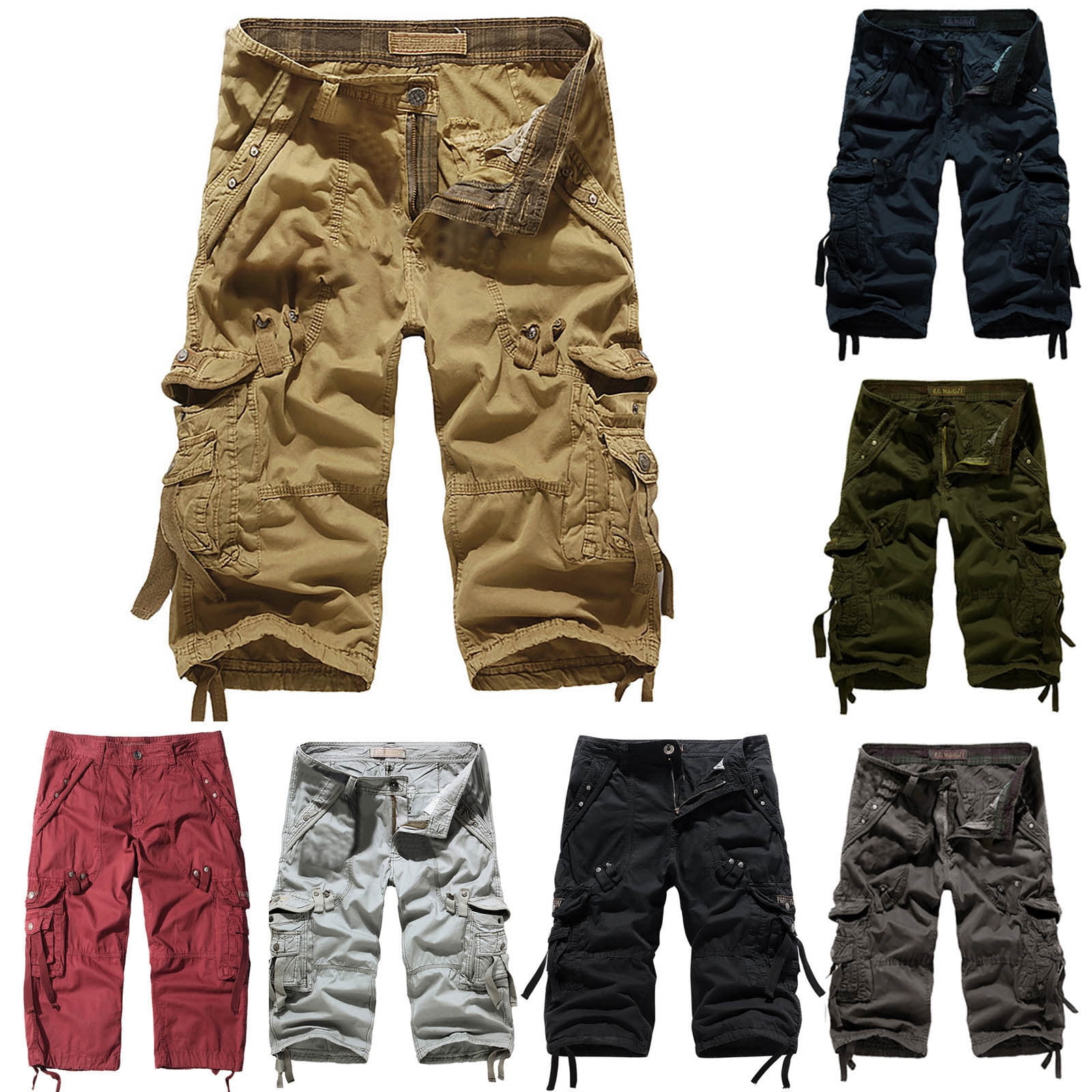Elainilye Fashion Cargo Shorts for Men Plus Size Cargo Pants Multi ...