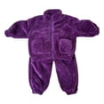 thumbnail image 1 of Elainilye Fashion Children's Cotton-padded Coat Velvet Thickened and Warm Winter Mid-length Cotton Coat for Boys and Girls 2 Piece Set,Purple, 1 of 8
