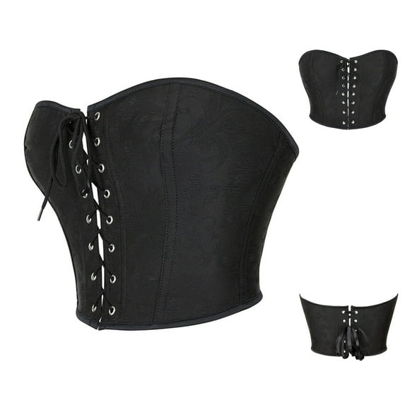 Elainilye Fashion Corset Tops for Women Court Gothic Corset with Breasted Outer Wear Corset Bustier Sexy Tight Fitting Bodysuit,Black