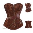 thumbnail image 1 of Elainilye Fashion Corset Tops for Women Court Gothic Corset with Breasted Outer Wear Corset Bustier Sexy Tight Fitting Bodysuit,Brown, 1 of 8