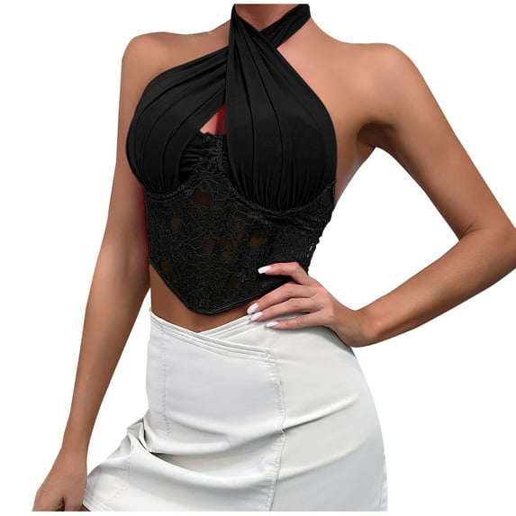 Elainilye Fashion Corset Tops for Women Plus Size Button Lace Boned Corsets Shapewear Outfit Sexy Underwear Shapewear,Black