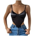 thumbnail image 1 of Elainilye Fashion Corset Tops for Women Solid Color Sexy Sleeveless Corset Bustier Corset Tank Tops Slim Sling Shapewear,Black, 1 of 7