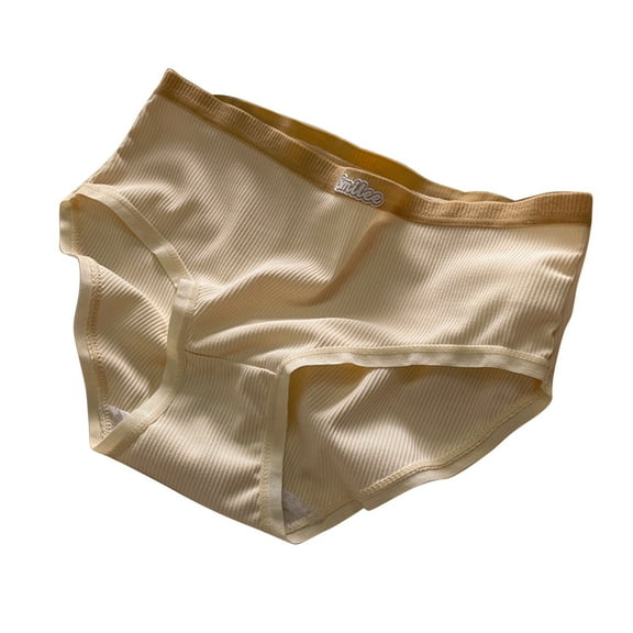 Elainilye Fashion Cotton Underwear for Women Cotton Bottom Ultra-Thin Underwear Mid-waist Sexy Butt Lifter Panties Plus Size Briefs,Beige