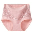 thumbnail image 1 of Elainilye Fashion Cotton Underwear for Women Solid Lace Plus Size High Waist Leak Proof Cotton Crotch Shorts Underwear Panties,Pink, 1 of 3