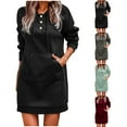 thumbnail image 1 of Elainilye Fashion Dresses for Women 2024 Sexy Solid Long Sleeve Hooded Dress Ladies Long Dress,Black, 1 of 8