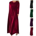thumbnail image 1 of Elainilye Fashion Dresses for Women Plus Size Solid Color Mid-length Dress Bubble Sleeves To Beat The Dress,Black, 1 of 7