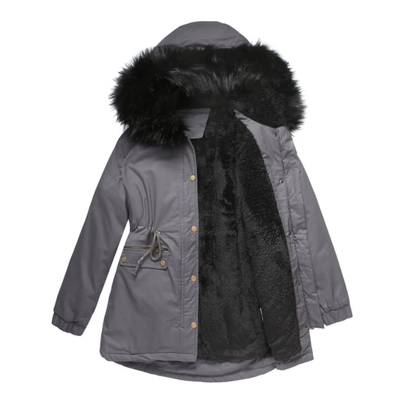 Elainilye Fashion Fall Jacket Plus Size Winter Warm Composite Plush Button Lapels Jacket Outerwear Coat,Gray