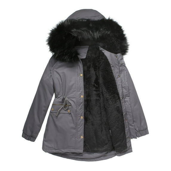 Elainilye Fashion Fall Jacket Plus Size Winter Warm Composite Plush Button Lapels Jacket Outerwear Coat,Gray