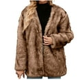 thumbnail image 1 of Elainilye Fashion Faux Fur Coat for Women Winter Warm Faux Furry Long Coat Jacket Winter Solid V-neck Outerwear,Brown, 1 of 5