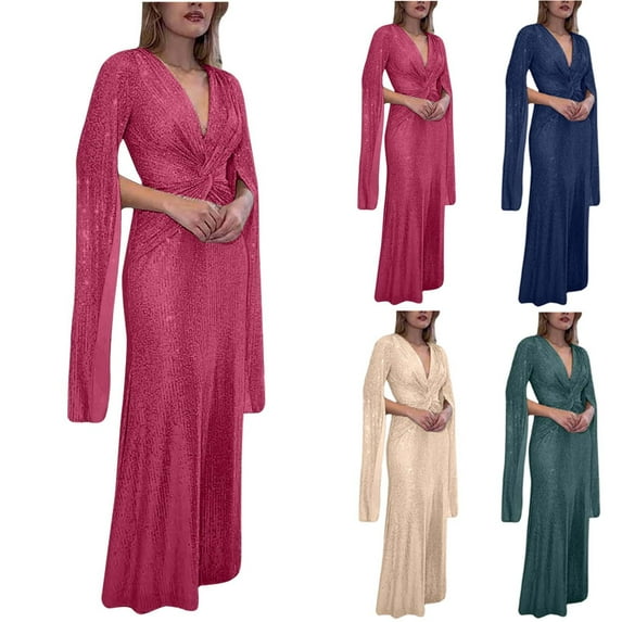 Elainilye Fashion Formal Wedding Guest Dress Casual Loose Print Long-sleeved Button Dress Holiday Dresses for Women,Red