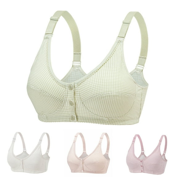 Elainilye Fashion Front Closure Bras for Women Traceless Comfortable Wireless Bra Breathable Gathering Bra Underwear,Green