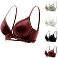 thumbnail image 1 of Elainilye Fashion Front Closure Bras for Women Underwear with No Fading Sexy Gathering Bra Summer Thin Back Smoothing Bra,Black, 1 of 5