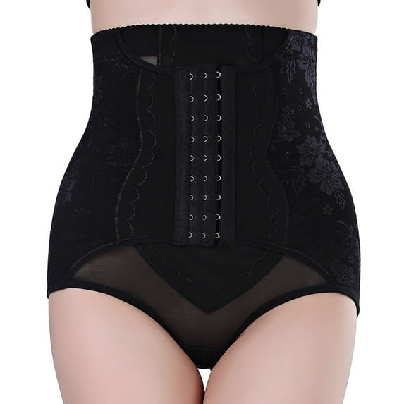 Elainilye Fashion Girdles for Women Body Shaper High Waist Solid Color Tight Fitting Cutout Waist Cincher,Black