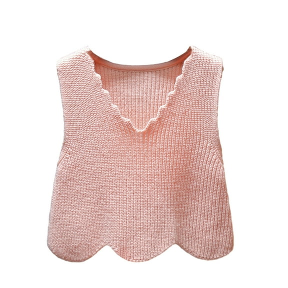 Elainilye Fashion Girl Knitted Sweater Vest Sleeveless Cotton Sweater Winter Thick Warm Sleeveless Sweater Sizes 2-8Y,Pink