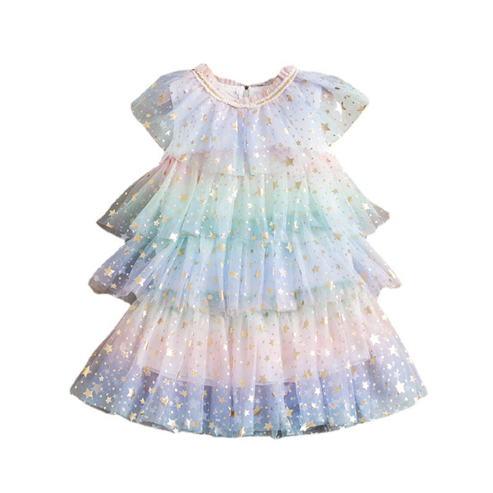 Elainilye Fashion Girls' Dresses Spring and Summer Star Sequin Mesh ...