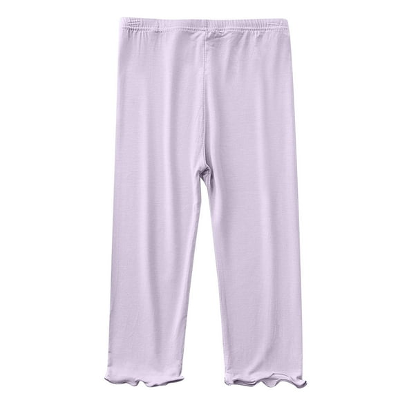 Elainilye Fashion Girls Leggings Candy Color Stretch Skinny Leg Pant Casual Kids Tight Pants Leggings For 2-9 Years,Purple