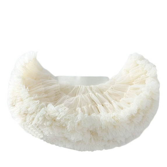 Elainilye Fashion Girls Mini Dress Fairy Skirt Short Soft Yarn Princess Skirt For Children Mesh Puffy Skirt,White