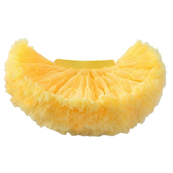 Elainilye Fashion Girls Mini Dress Fairy Skirt Short Soft Yarn Princess Skirt For Children Mesh Puffy Skirt,Yellow