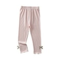 thumbnail image 1 of Elainilye Fashion Girls Pants Summer Casual Pants Capris Bow Decorative Elastic Thin Children's Pants 4-11 Years,Pink, 1 of 3