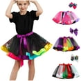 thumbnail image 1 of Elainilye Fashion Girls Tutu Skirt Cute Net Yarn Princess Skirt Multi-color Skirt Bow Hairpin Suit, Sizes 2-11Y,Black, 1 of 9