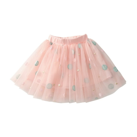 Elainilye Fashion Girls Tutu Skirt Cute Party Dance Dress Net Yarn Crimping Flowers Embroidery Tulle Skirt, Sizes 2-7Y,Pink