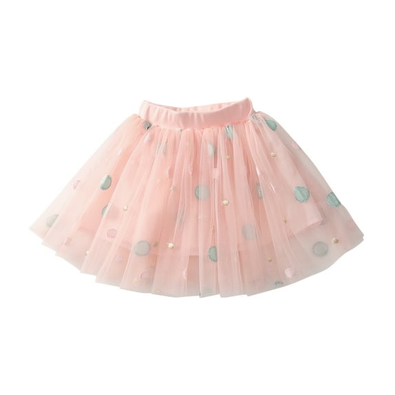 Elainilye Fashion Girls Tutu Skirt Cute Party Dance Dress Net Yarn Crimping Flowers Embroidery Tulle Skirt, Sizes 2-7Y,Pink