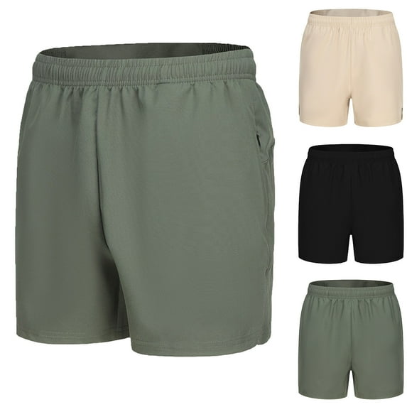 Elainilye Fashion Gym Shorts Men Casual Sports Shorts Quick-dry Elastic Side Pocket Mid-waist Shorts Baggy Workout Shorts,Green