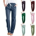 thumbnail image 1 of Elainilye Fashion High Waisted Pants for Women Casual Wide Leg Pants Solid Elastic Waist Loose Long Pants with Pocket,Green, 1 of 7