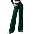 thumbnail image 1 of Elainilye Fashion High Waisted Wide Leg Pants for Women Elastic Waist Pants Solid Color Blocking Sagging Baggy Trousers,Green, 1 of 6
