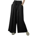 thumbnail image 1 of Elainilye Fashion High Waisted Wide Leg Pants for Women Summer Solid Casual Elastic Waist Long Pants Loungewear,Black, 1 of 8
